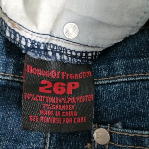 NWT House Of Freedom Jeans Womens Blue High Rise Stretch Denim Straight Size 26P - Picture 6 of 7